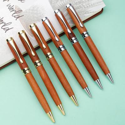 Retro Brass & Wood Twist Ballpoint Pen - Medium Oil for Signature & Business Gifts