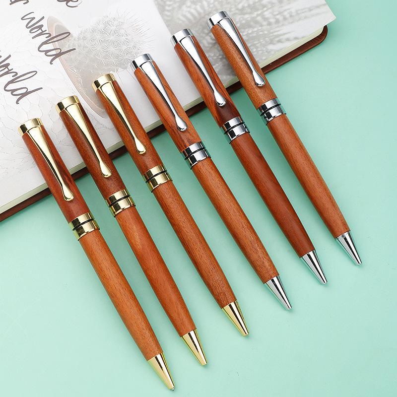 Retro Brass & Wood Twist Ballpoint Pen - Medium Oil for Signature & Business Gifts