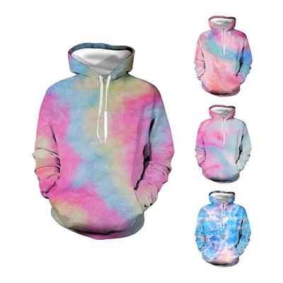 Unisex Polyester 3D Digitaldruck Batik Langarm Kordelzug Lockerer Hoodie Damen Einfarbig Übergroßer Hoodie Mit Kapuze Aus Samt
