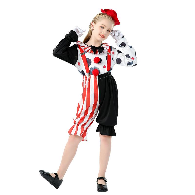 Colorful Polyester Clown Costume For Kids Perfect For Halloween Performance And Stage Shows