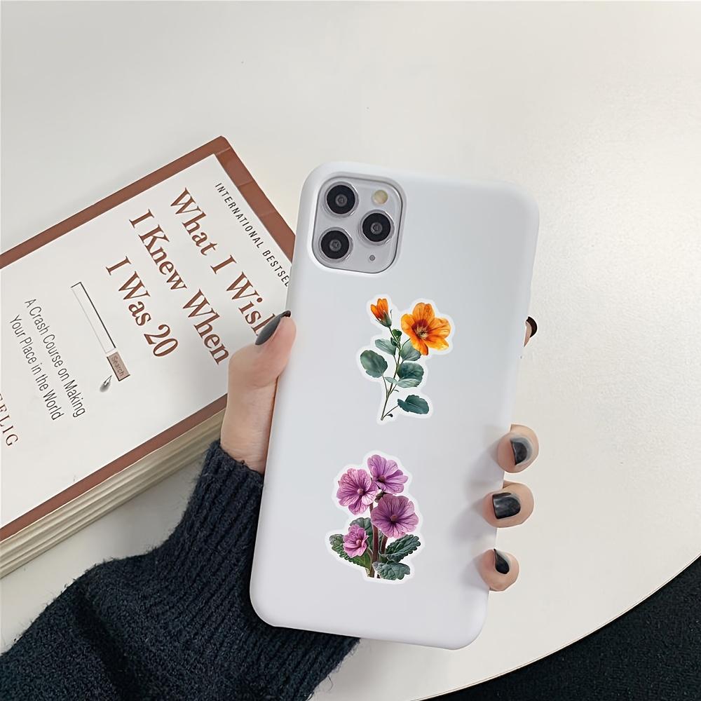 50pcs Vibrant Flower Stickers Assorted Floral Decal Reusable Vinyl Stickers Suitable for DIY Phone Cases Suitcases and Notebooks
