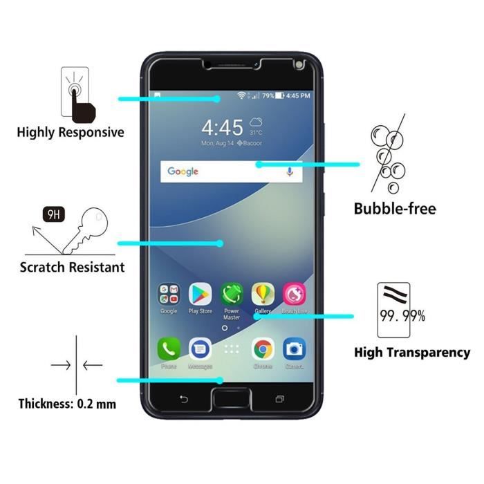 Coque Silicone Transparent - PHONILLICO - ASUS ZENFONE 4 MAX PLUS - Ultra Slim - Verre Trempé - Protection Ecran