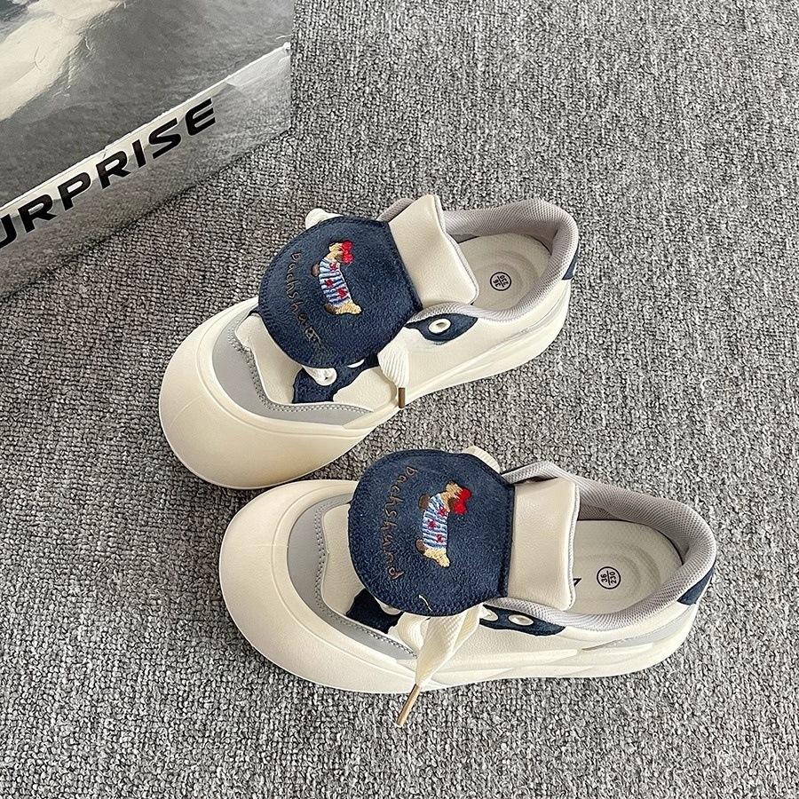 

Мода 2025 Вирусные Дофаминовые Кроссовки на Массивной Подошве, Кампусные Туфли, Женские Нишевые Белые Кроссовки на Платформе, Весенние Студенческие Модные Балетки 40 синий