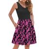 Women's Summer Fashion Casual V-neck Pleated Patchwork Vintage Floral Print Sleeveless Pocket Vest Dress