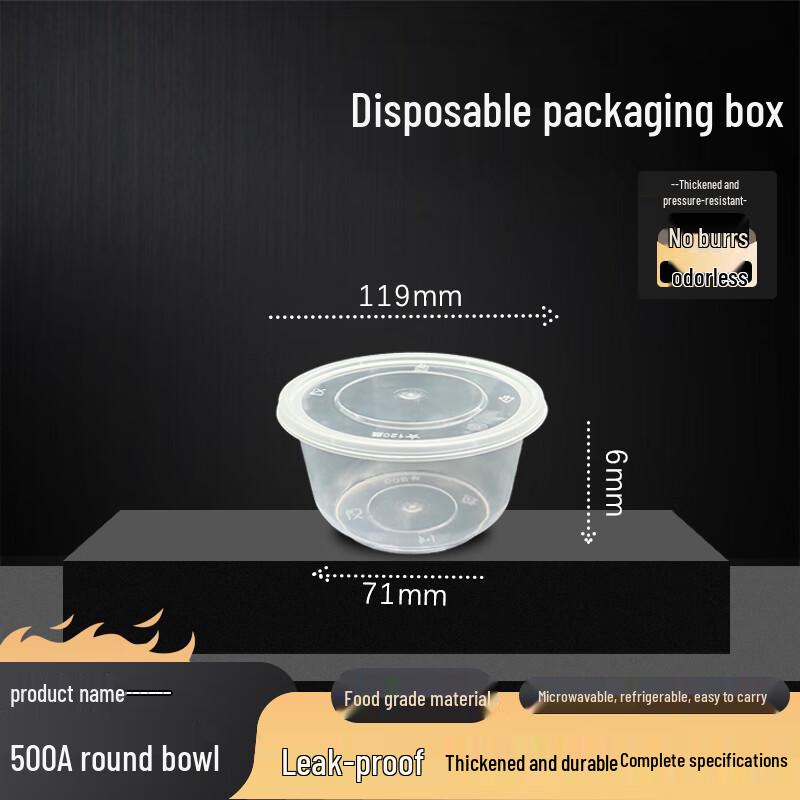 Lvkangchu 500ml Round Lidless Disposable Food Container