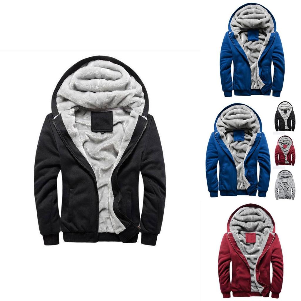 Premium Quality Men's Casual Jacket Coat Hoodie Fleece Thick Hooded Zipper Winter Warm Outwear