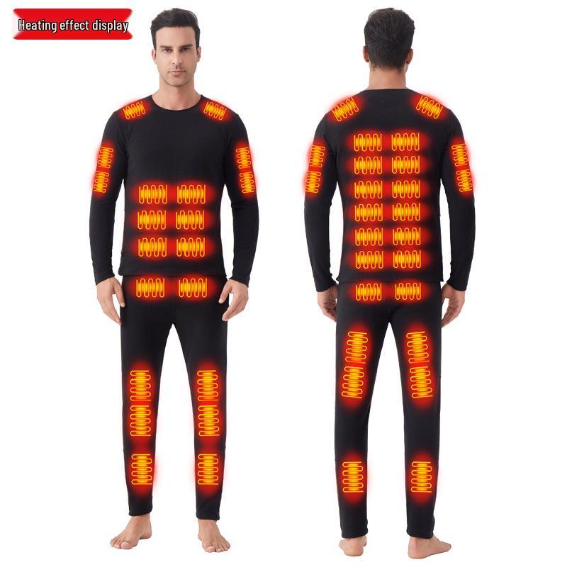 Smart Temperature-Controlled Heated Pants Set with Velvet Lining for Cold Protection - Middle-Aged and Elderly