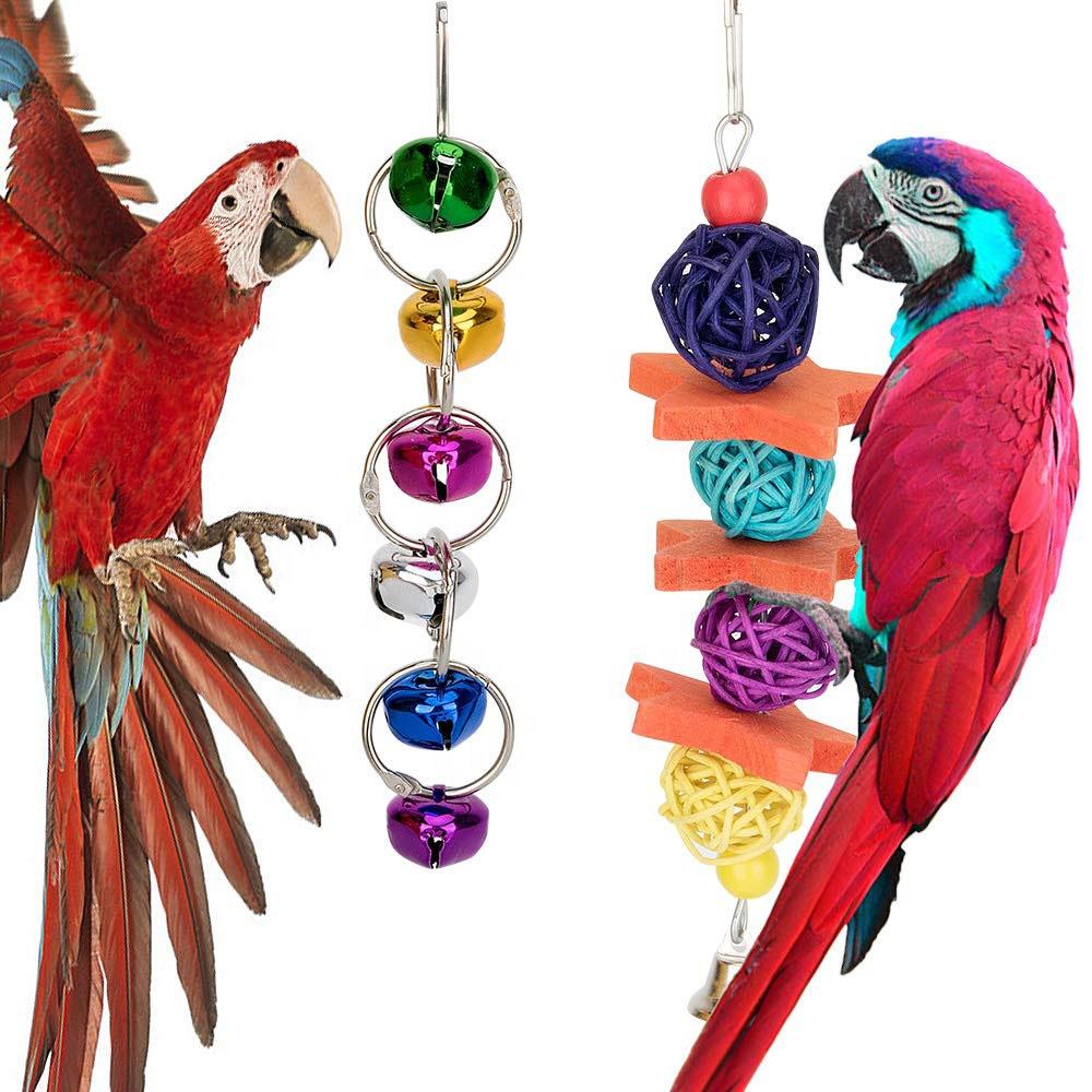 Parrot Toys Bird Swing Hanging Toy Cage Toys Hammock Bell Swing Ladder Perch Chewing  for Parakeets