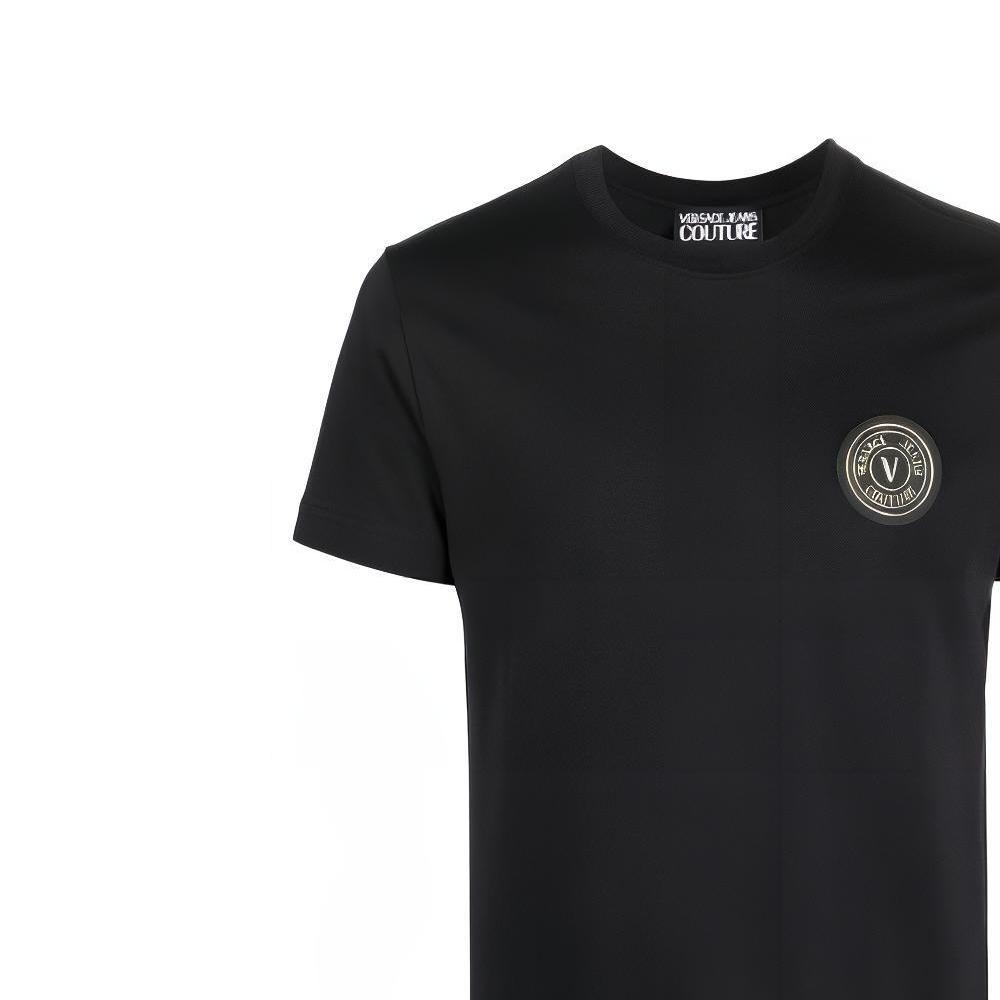 Versace Jeans Couture T Shirts Men's Black Crew Neck Moderate Straight Fit 74GAHY01-CJ00Y-899