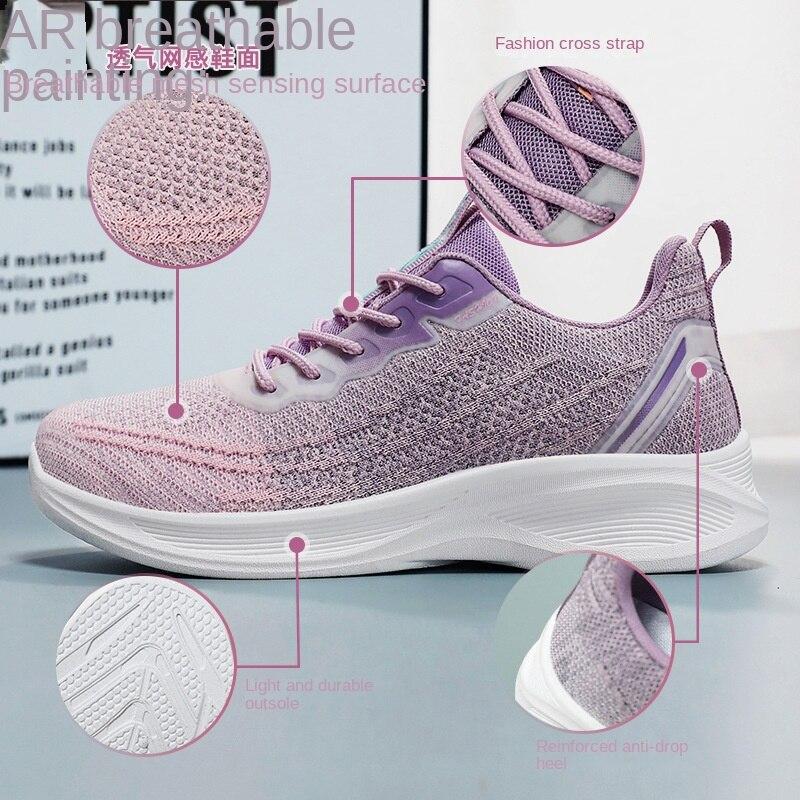 Pantofi de damă, cu suprafață din plasă, respirabili, pantofi de alergare 2023, toamnă, ușoare, cu perniță, talpă moale, pantofi casual pentru sport în aer liber, dimensiuni mari