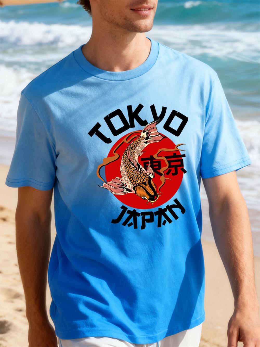 

Tokyo Japan Koi Fish Cotton Gradient Dye TShirt Women Casual Short Sleeve T Shirts Soft Oversized Tops Summer ONeck Clothes 4XL