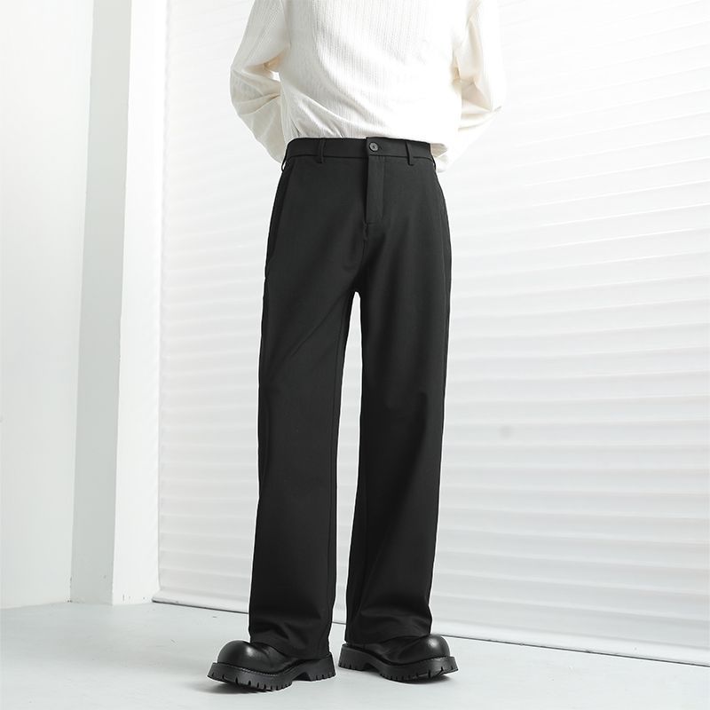 Trendy Brand Anti-wrinkle and Drape Casual Trousers Men's Trend Versatile Loose Wide-leg Straight Trousers