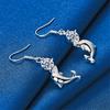 1 Pair of 925 Sterling Silver Cute Dolphin Zircon Pendant Earrings for Women's Wedding Accessories, Fashionable Jewelry Gifts