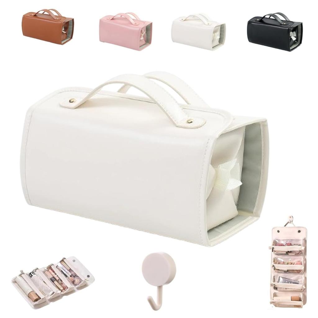 Leather Cosmetic Bag, , Cosmetic Travel Bag, Makeup Bag, Cosmetic Bag, Roll Up Cosmetic Bags For Women, For Bedrooms Bathrooms Travel
