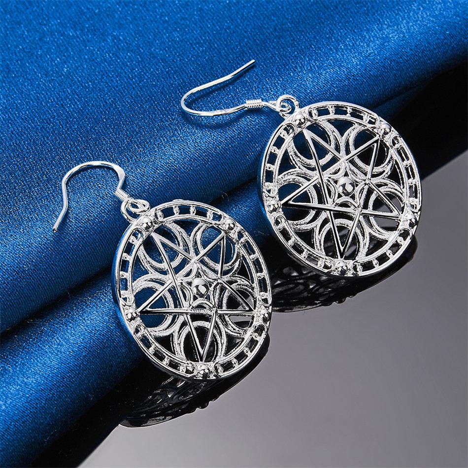 Elegant 925 Sterling Silver Delicate Six-Pointed Star Hollow Earrings for Women, Fashionable Party Gift, Wedding Accessories