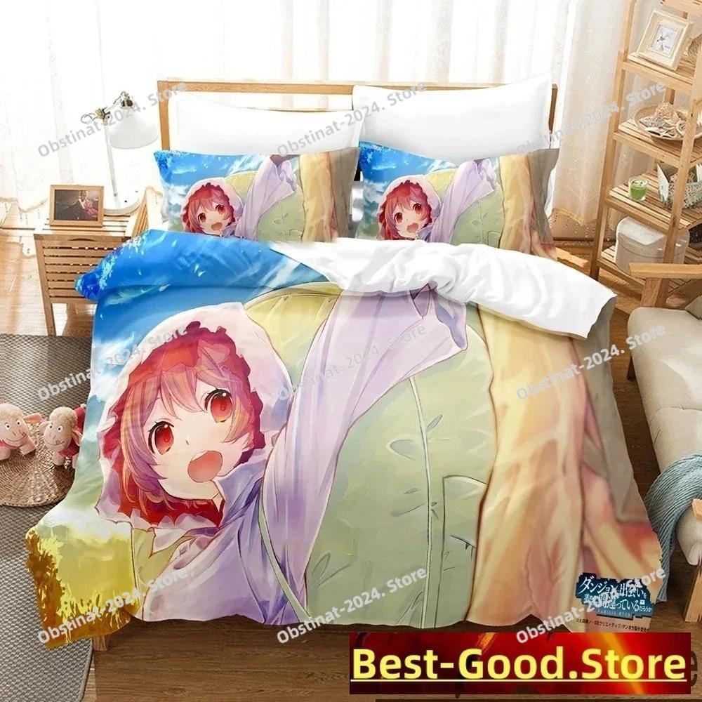 3D Print DanMachi Anime Hestia Bedding Set Duvet Cover Bed Set Quilt Cover Pillowcase Comforter king Queen Size Boys Adult
