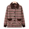 New mother sweater jacket middle elderly knitted sweater top spring and autumn plaid cardigan lapel women