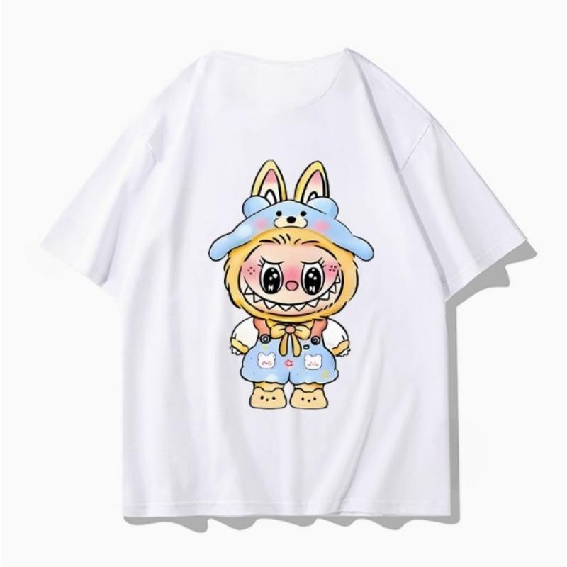LABUBU Collaboration Short-sleeved T-shirt for Men in Summer, Labubu Doll Accessories, Loose and Versatile Clothes, Half-sleeved
