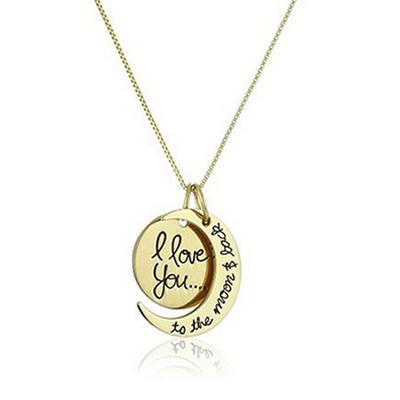 Hot! Creative Moon and Sun Shape with I LOVE YOU Letter Pendant Necklace Fashion Elegant Couple Necklace