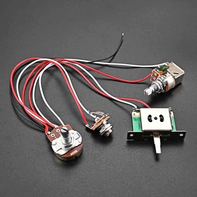 1V 1T Wiring Kit, 3 Way A500K Wiring Harness Prewired Guitar Wiring Hareness for Electric Guitar Bass Repair Replacement