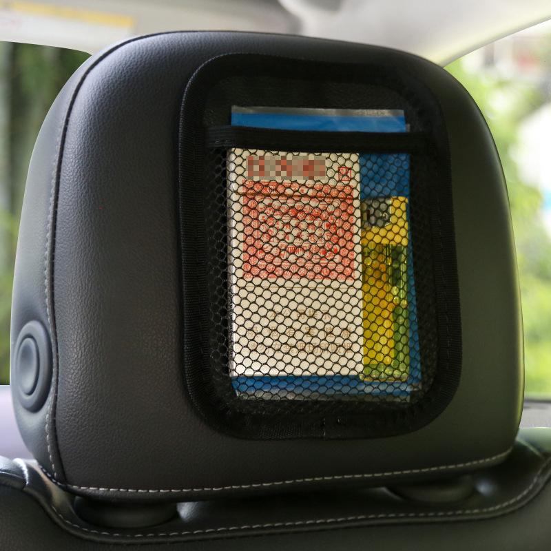 2Pcs Car Net Pocket Storage Bag Black Multi-function Sticker Seat Back Storage Bag Mobile Phone Key Cartoon Interior Supplies