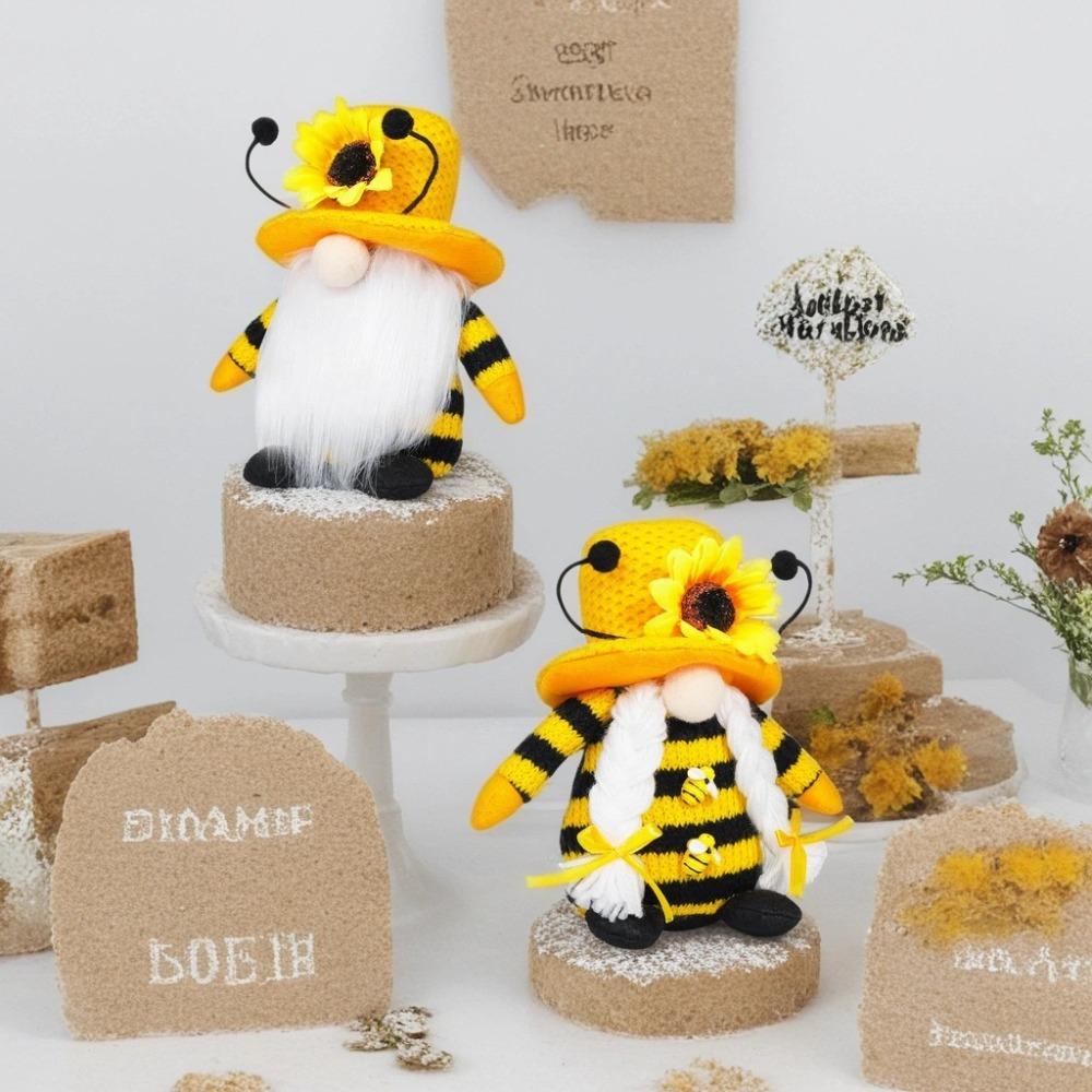 

Soft Faceless Doll Decorative Ornaments Handmade Honey Bee Gnomes New Sunflower Gnome Yard Decor A