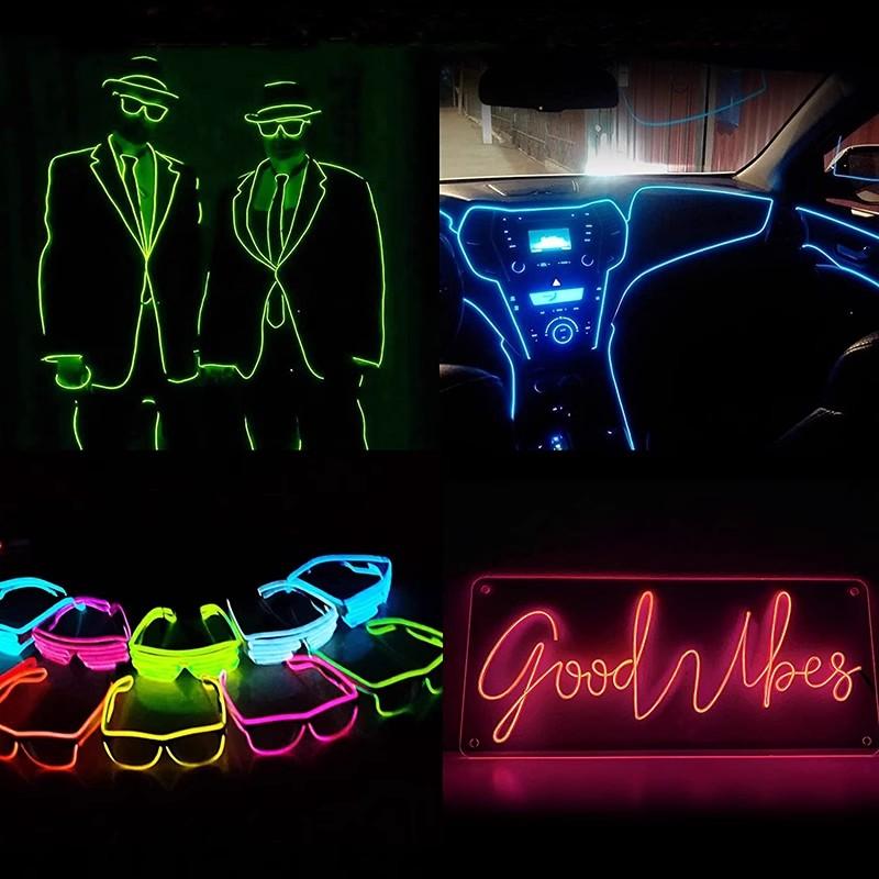 3m/roll Flexible EL Wire LED Neon Light Battery Powered Glowing Rope Cable For Car DIY Clothes Party Decor Backlight Strip Light