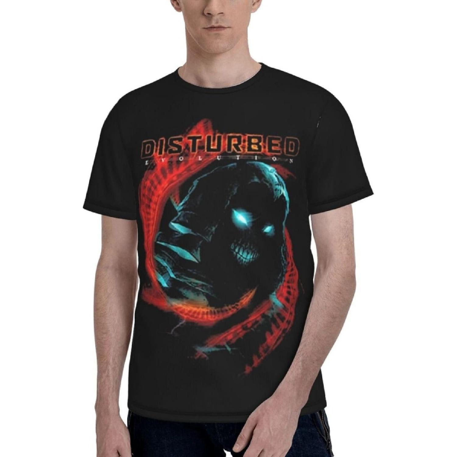 JOISOMI Men s t Shirt Disturbed Band Men s Crew Neck Short Sleeve T-Shirt Fashion Casual Lightweight Workout Shirts(2) S