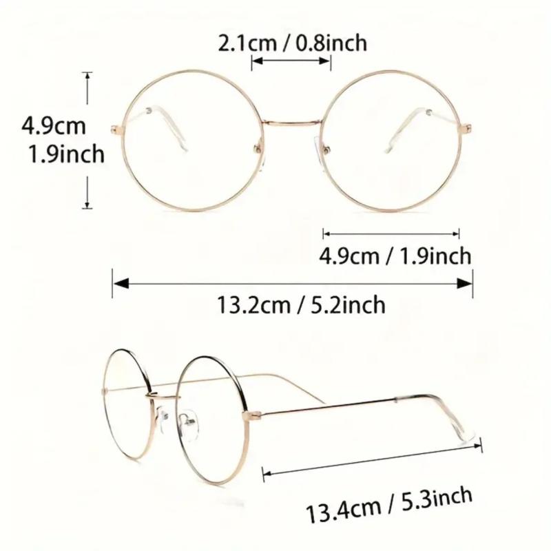 Vintage Round Metal Frame Decorative Glasses Lightweight Plain Eyewear Fashion Glasses Unisex