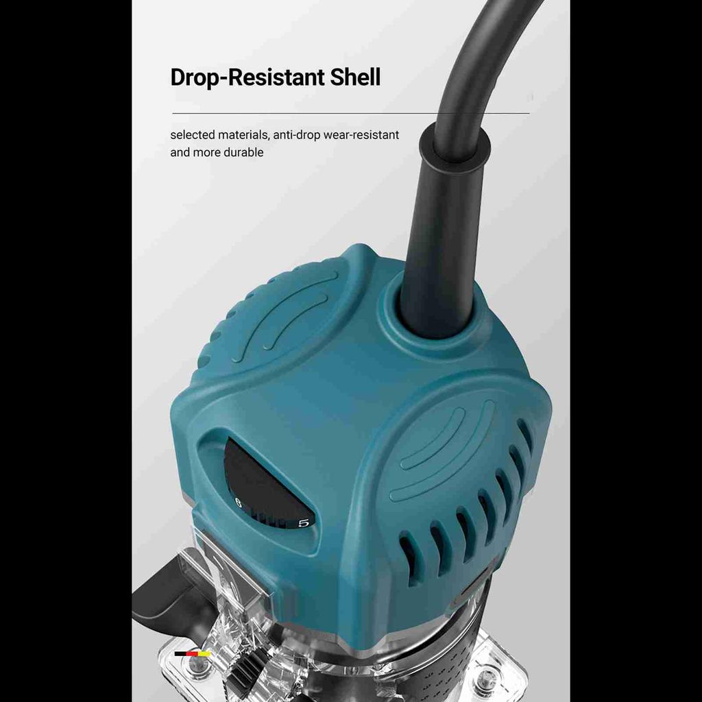 Wood Router Woodworking Electric Trimmer Set Thickened Shell Compact 6 Speed Adjustable 800W 30000r/min Wood Router Tool