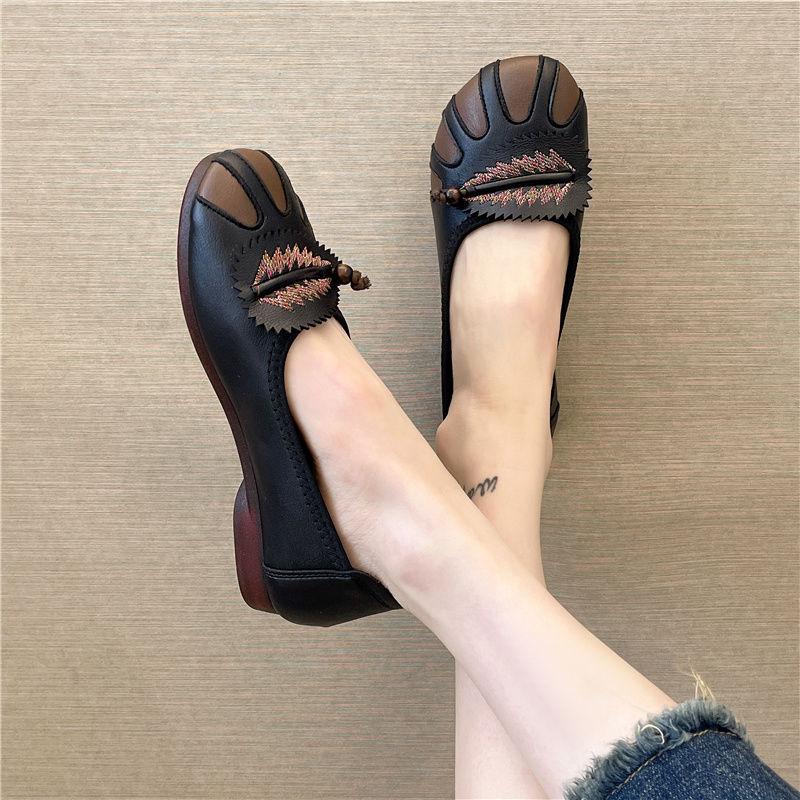 

Дизайнерская обувь Балетки женские кожаные неглубокие туфли на плоской подошве 2025 лето женские кроссовки слипоны zapatos mujer 35 чёрный