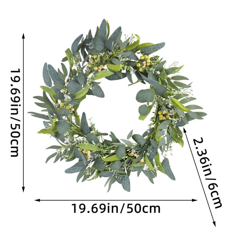 Fashion Artificial Garlands Green Portable Stylish Wreath with Berries Accent for Door and Wall Festival Decoration