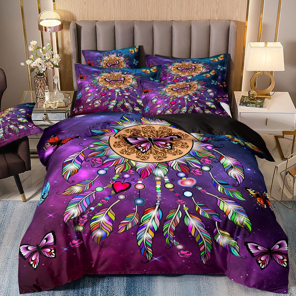 3D Digital Printing Abrasive Bedding Feather Three-Piece Set