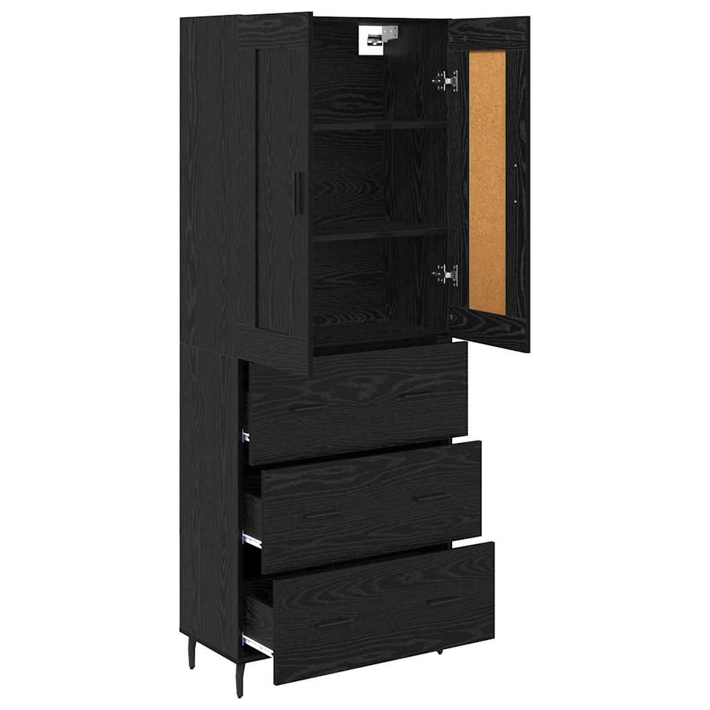Highboard 2 pcs Black Oak Effect Particleboard