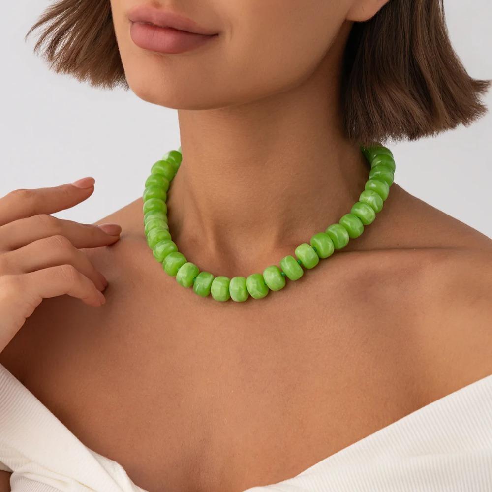 14 Colors Bohemian Colorful Acrylic Beads Choker Necklace for Women Fashion Resin Statement Necklaces Summer Beach Jewelry
