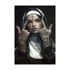 Sexy Tattoo Machine Gun Nun Poster Print Christian Smoking Nun Canvas Painting Living Room Background Wall Home Decoration