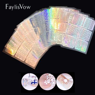 Samolepky na zdobení nehtů Dutý gel lak na laserové nehty Vinylové šablony tipů 24 ks/sada Heart Star 3D obrázek