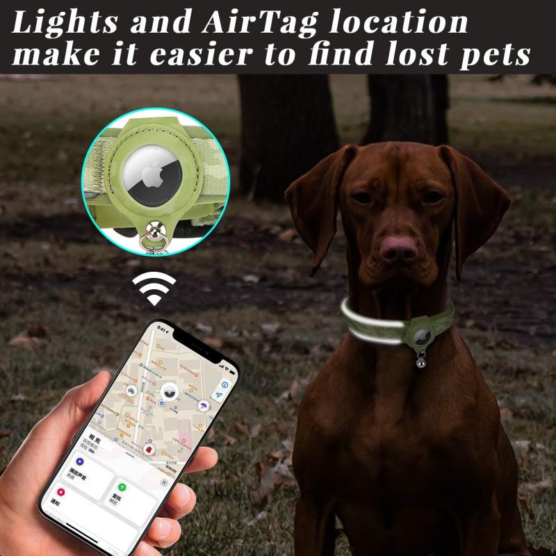 Nylon Dog Collar Airtag Tracker Pet Training Adjustable S M L XL