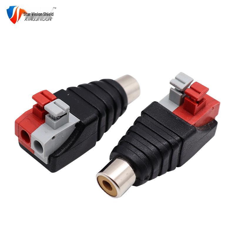 Push-button RCA Audio Head Solder-Free AV Terminal Block To Lotus Male/Female Socket