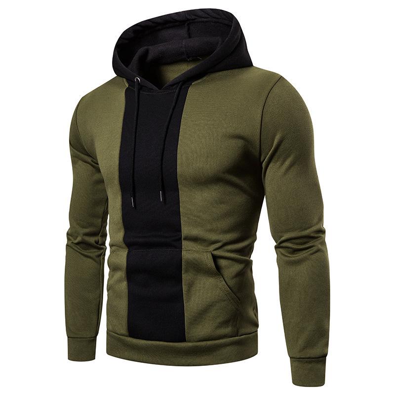 Men's Classic Color Block Patchwork Long Sleeve Hooded Sweatshirt