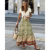 Womens Printed High Waist Flared Midi Skirt Loose Casual A-line Daily Dating