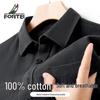 Futing Men's Heavyweight 100% Cotton Long Sleeve Business Casual Shirt