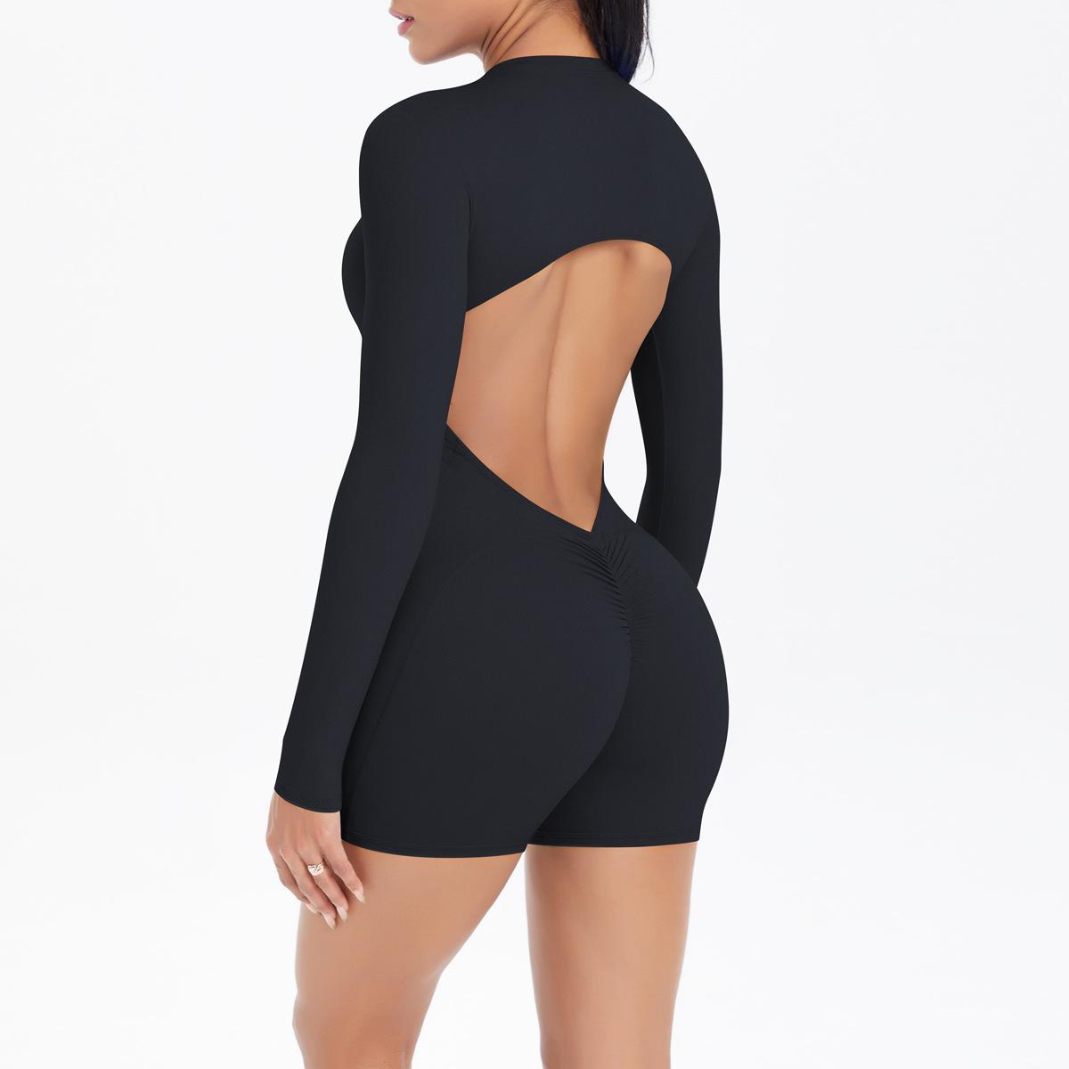 

Комбинезон с вырезом на спине и молнией сзади, с персиковым лифтингом ягодиц для спорта и фитнеса, ощущение обнаженности, быстросохнущий комбинезон, костюм для йоги для женщин M