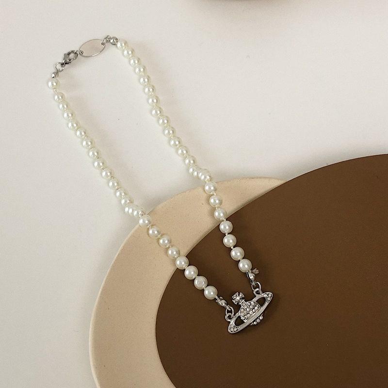 Pearl Saturn Vintage Clavicle Chain Necklace Pendant Jewelry Accessory Girl Gift