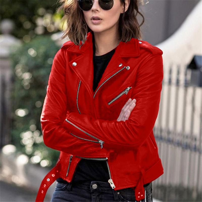 Womens Short Biker Jacket with Zipper and Button Detail Multiple Colors