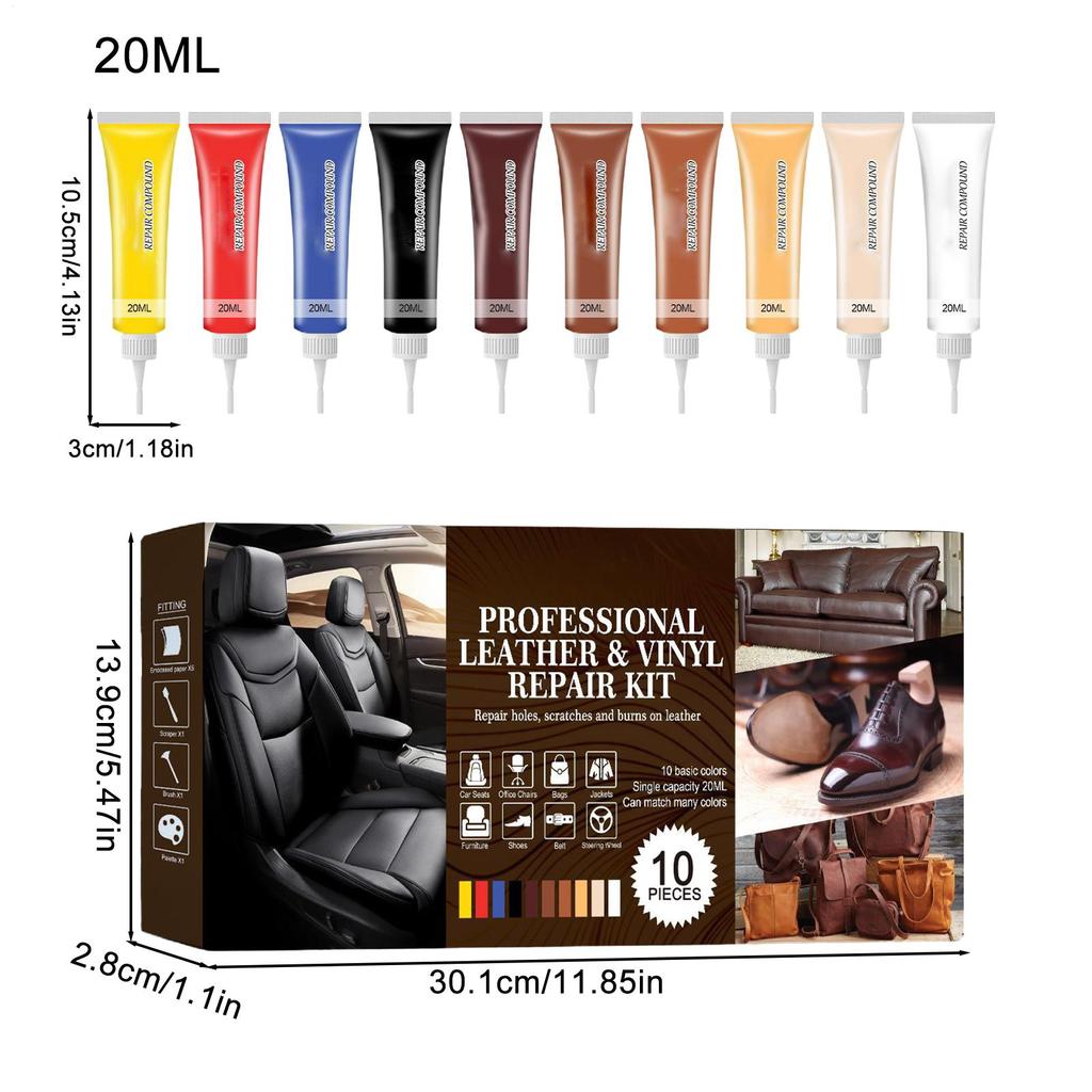 Leer Reparatiekit Voor Autostoel Scheuren Gaten Opnieuw Kleuren Reparatiekit Jassen Glans Renovatie Middel Voor Dashboard Stuur