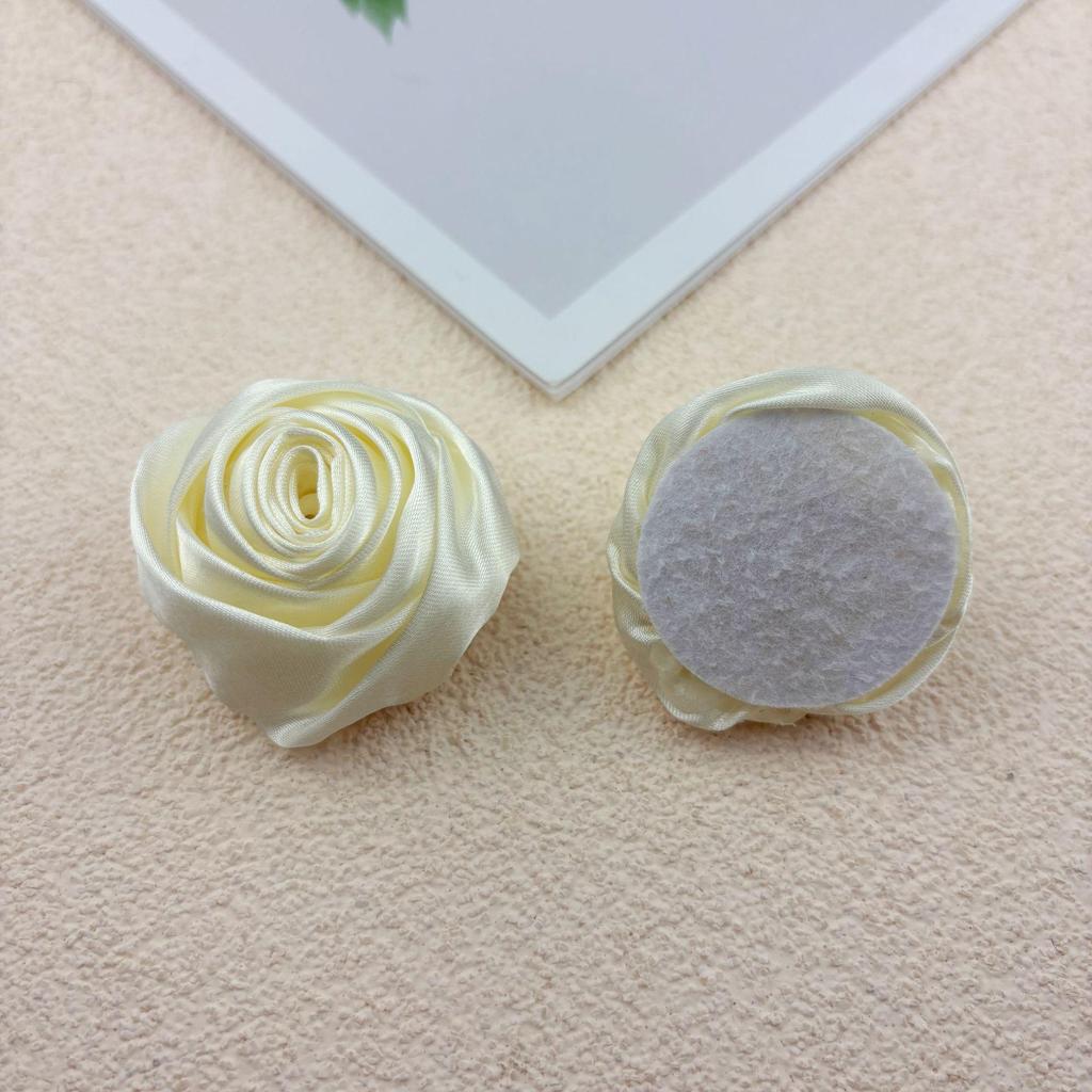 Korean Handmade 4.5cm Rose 3D Satin Fabric Flowers for Headwear & Clothing Accessories