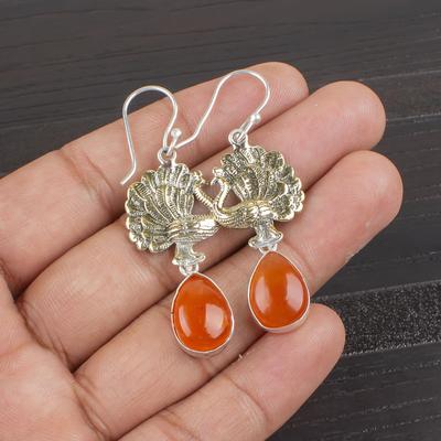 Carnelian 925 Solid Sterling Silver Earrings, Handmade Gemstone Earrings Jewelry, Gifts For Wife Brand New Earrings