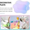 FINGERPIRE 2 Cloud Shaped Acrylic Coasters 5.1x6.4inch Clear Iridescent Irregular Creative Decorative Plate for Kitchen Counter, Dresser, Office Desk