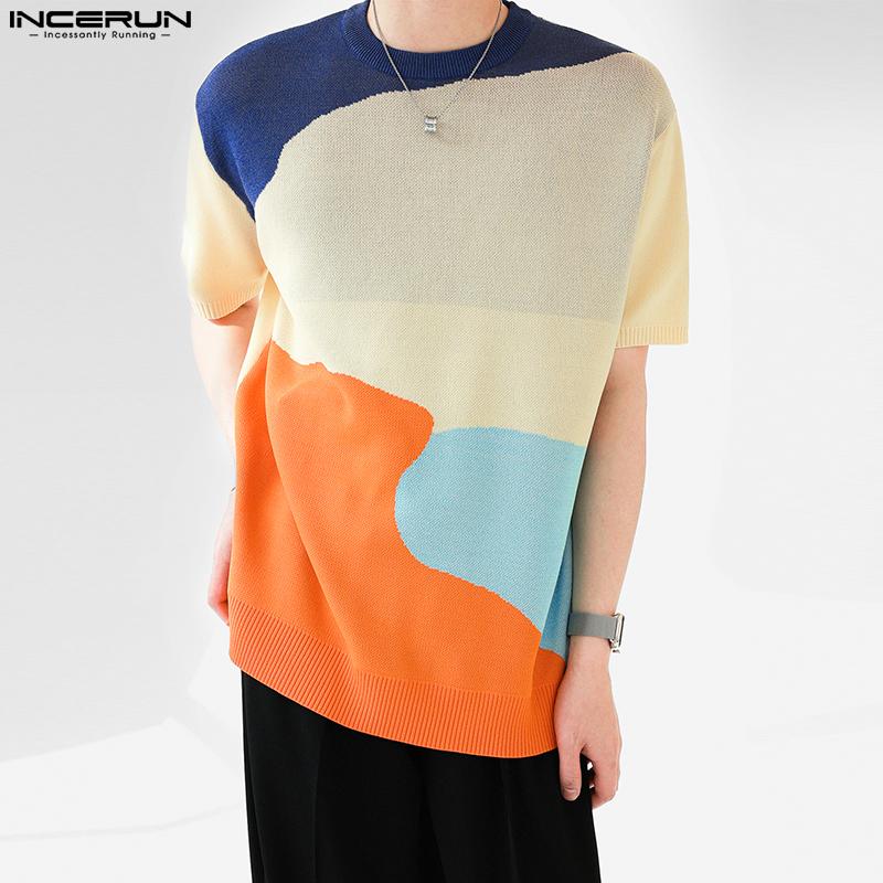

INCERUN Летние мужские цветные футболки с короткими рукавами